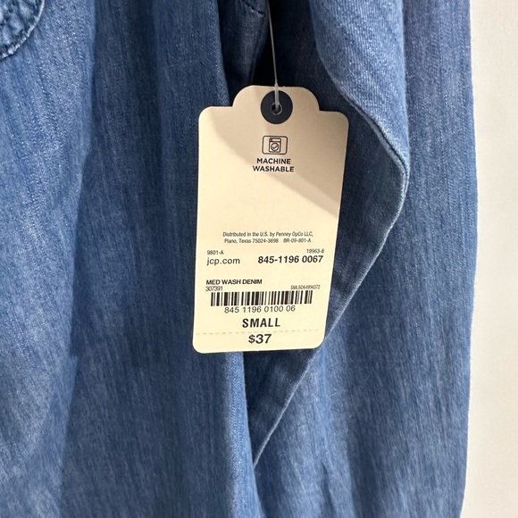 St. John's Bay Blue Button Down Shirt - Picture 2 of 5